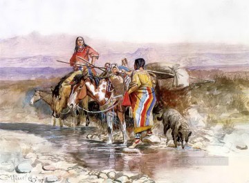 アメリカインディアン Painting - のどが渇いた 1898年 チャールズ・マリオン・ラッセル アメリカ・インディアン